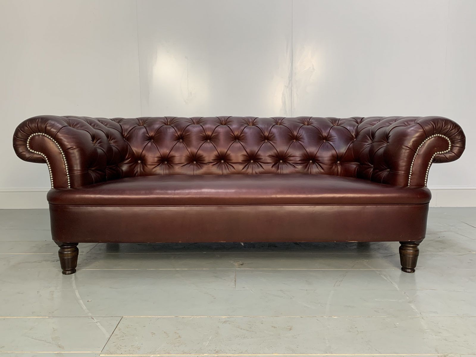 George Smith Leather Sofa Early Victorian Chesterfield  Buttoned Sofa In Cinnamon Leather photo furniture