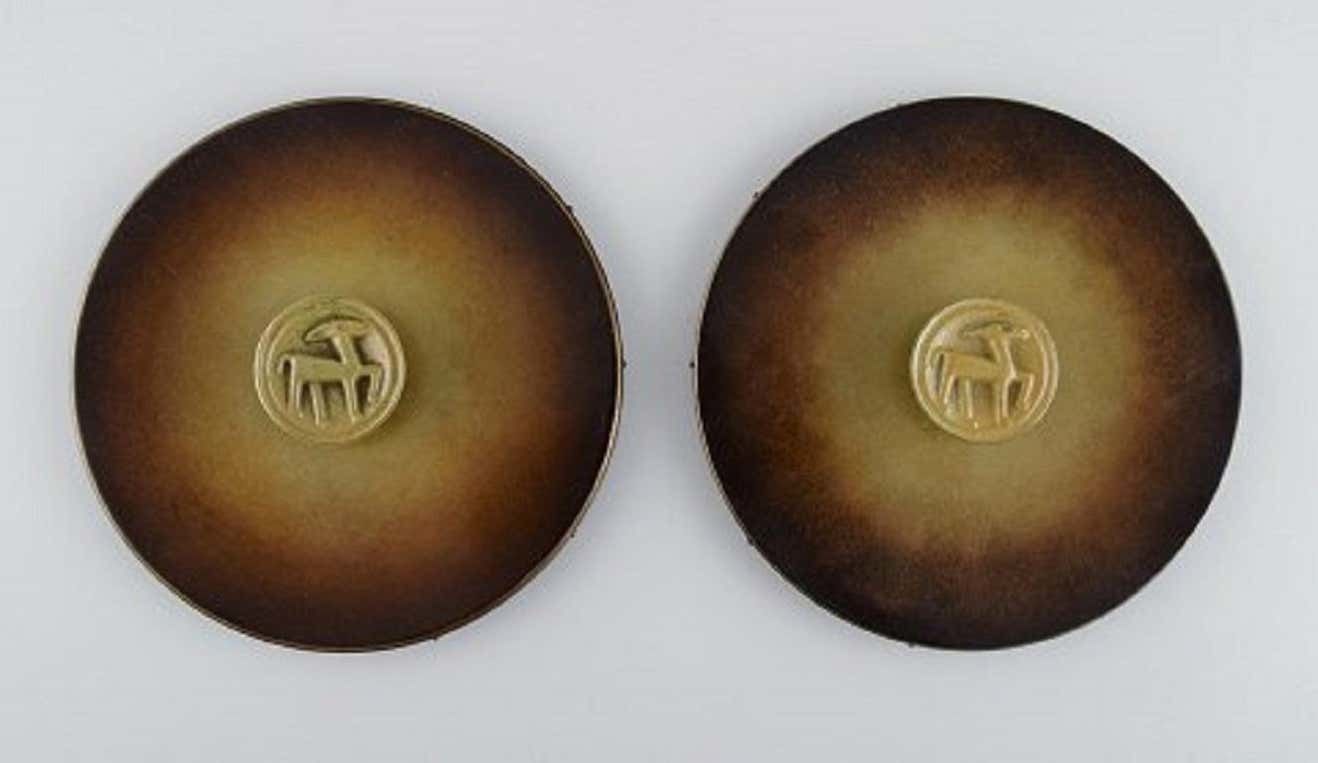 Hans Bergström For Ystad Brons, A Pair Of Art Deco Hand Mirrors In Bronze, 1940s