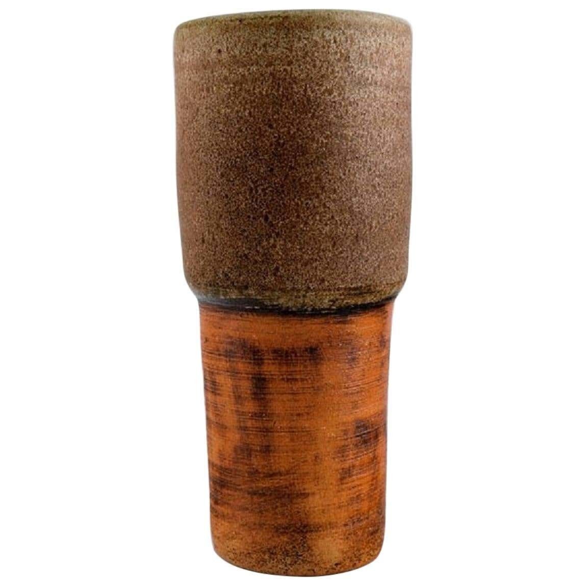 European Studio Ceramist, Unique Vase In Glazed Ceramics, 1960s 1970s