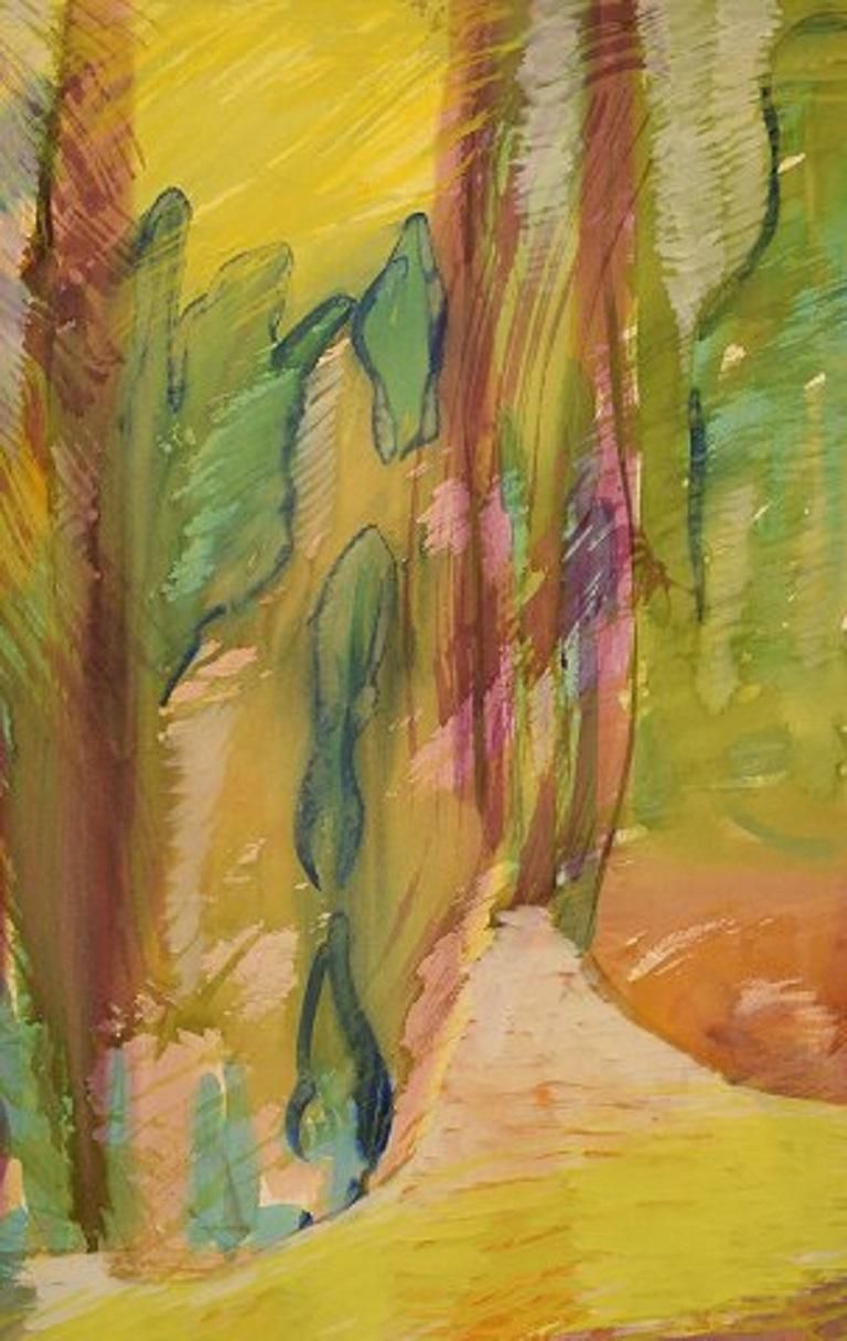 Ivy Lysdal, Gouache On Cardboard, Abstract Modernist Painting photo furniture