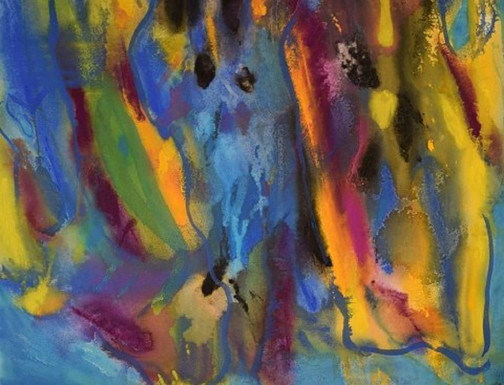Ivy Lysdal, B 1937, Gouache On Cardboard, Abstract Modernist Painting photo for sale