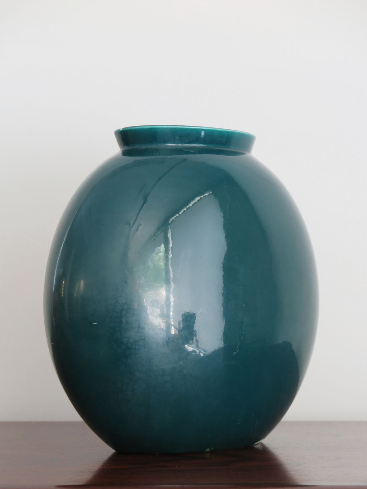 Guido Andloviz Italian Big Green Ceramic Vase, 19450s photo for sale