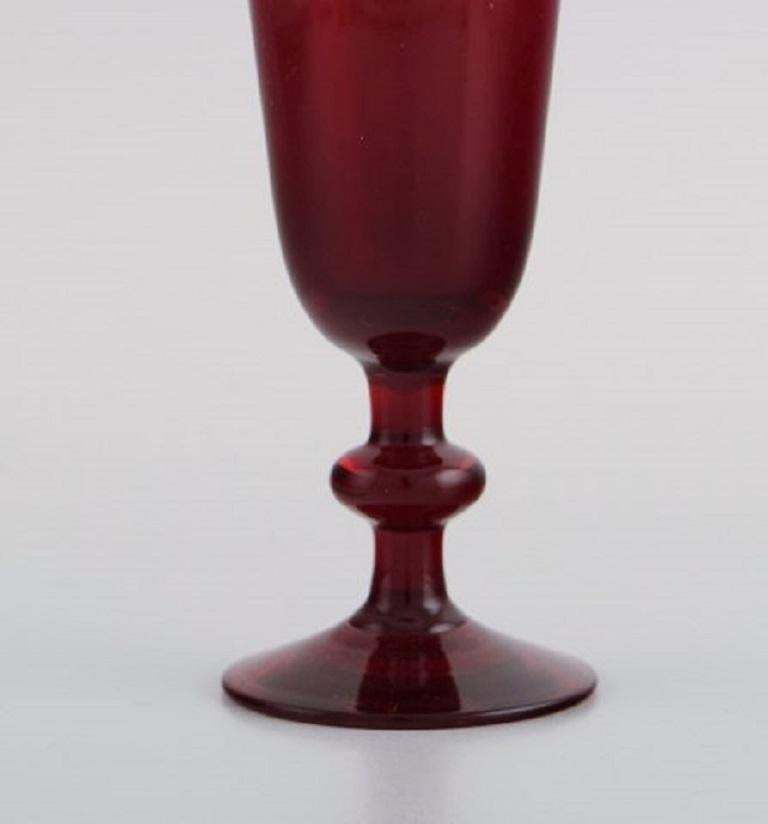 Monica Bratt For Reijmyre, Twelve Liqueur Glasses In Red Mouth Blown Art Glass photo Home Decor
