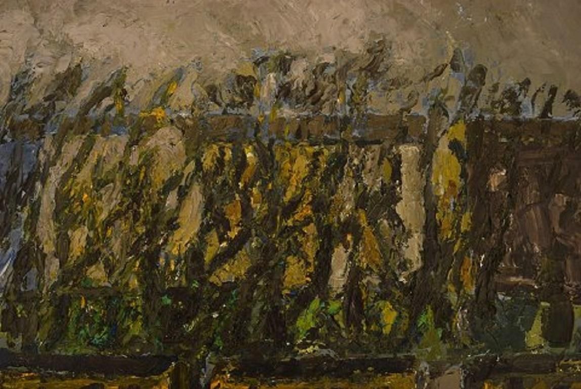 Poul Ekelund, Denmark, Oil On Canvas, Landscape With Houses photo for sale