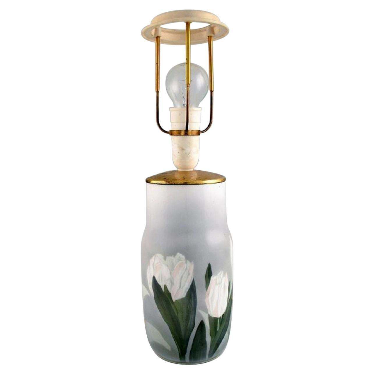 Royal Copenhagen Table Lamp In Hand Painted Porcelain With Floral Motifs, 1920s photo furniture
