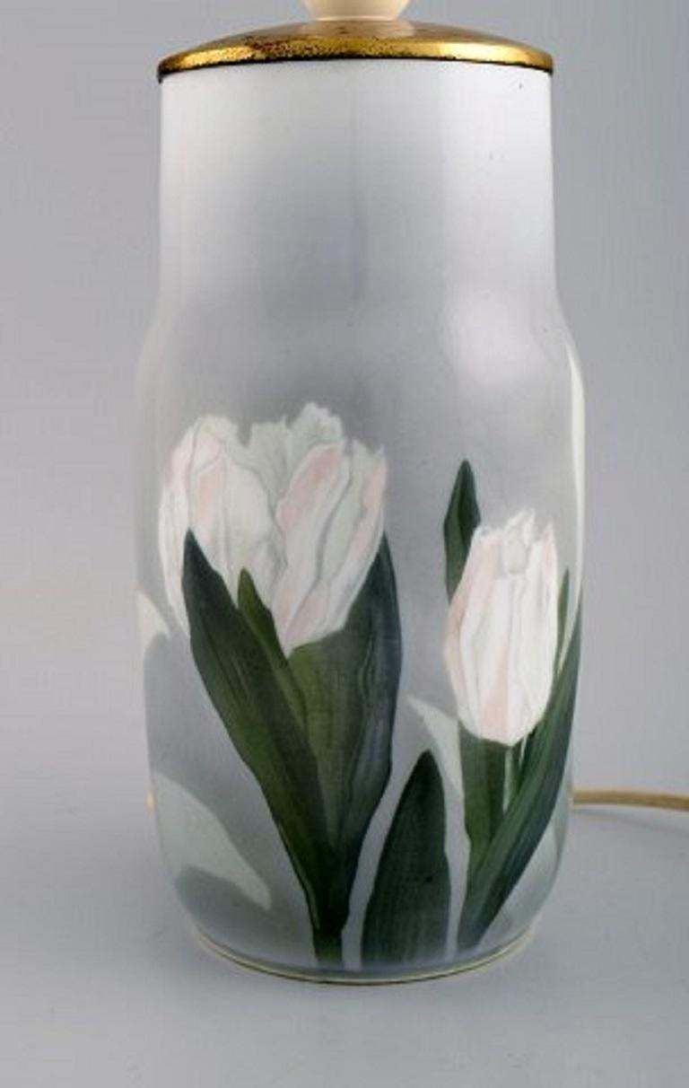 Royal Copenhagen Table Lamp In Hand Painted Porcelain With Floral Motifs, 1920s photo for sale