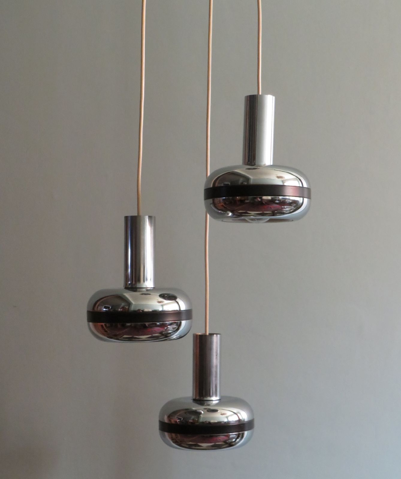 Cascade Pendant Lamp With Chrome Globes 1970s
