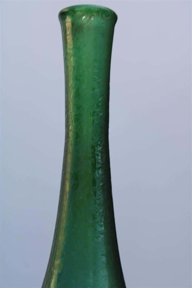 Seguso Corroded Cobalt Green Vase In The Shape Of A Bottle, 1960s photo furniture