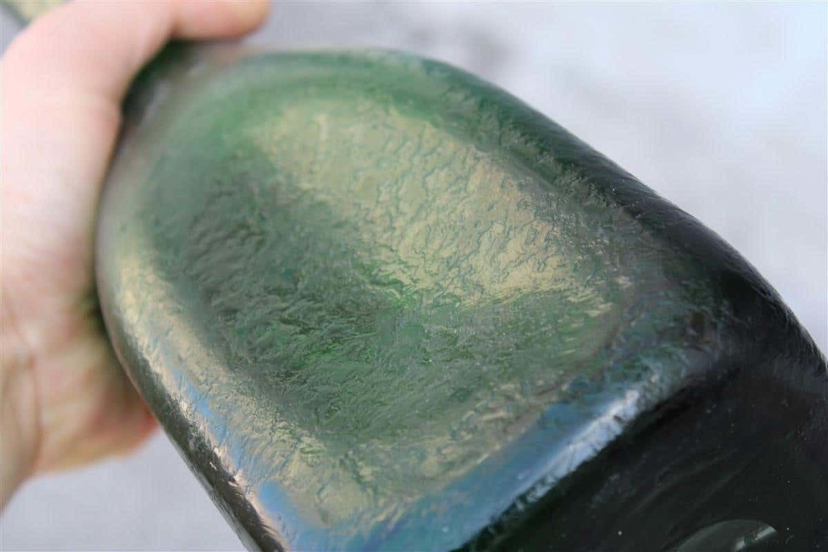 Seguso Corroded Cobalt Green Vase In The Shape Of A Bottle, 1960s photo buy