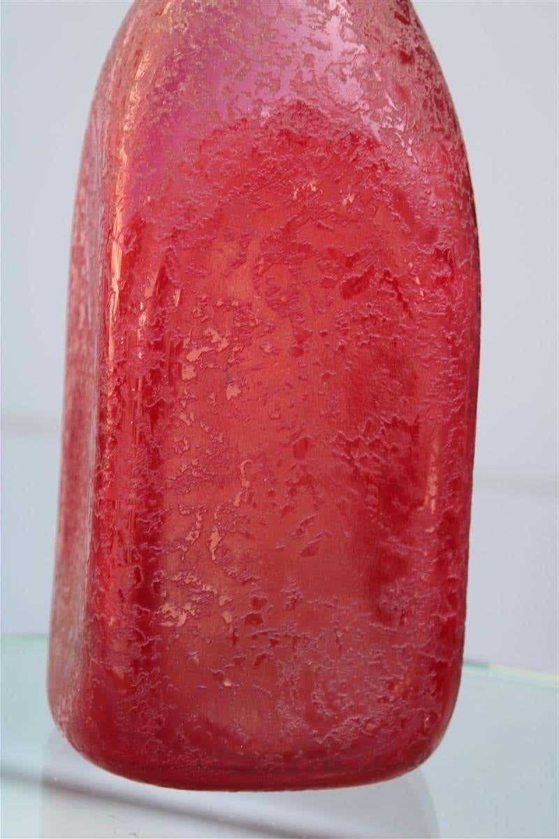 Seguso Corroded Cobalt Red Vase In The Shape Of A Bottle, 1960s photo furniture