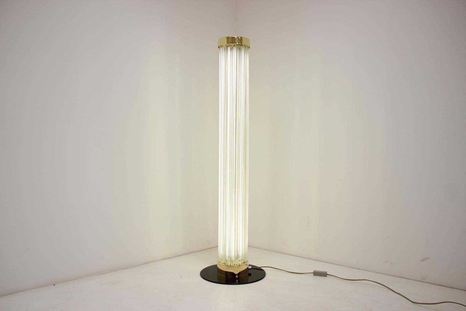 Rare Design Brass And Art Glass Modern Floor Lamp Kamenický šenov/Preciosa, 1970