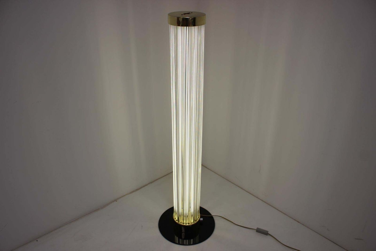 Rare Design Brass And Art Glass Modern Floor Lamp Kamenický šenov/Preciosa, 1970 photo vintage