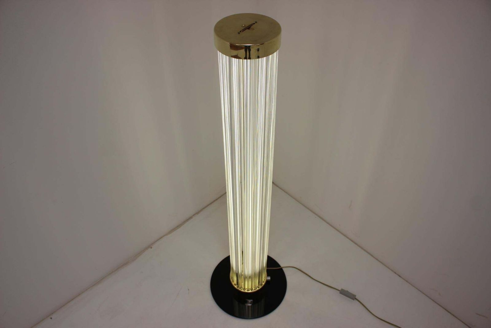 2755.0 Rare Design Brass And Art Glass Modern Floor Lamp Kamenický šenov/Preciosa, 1970 photo