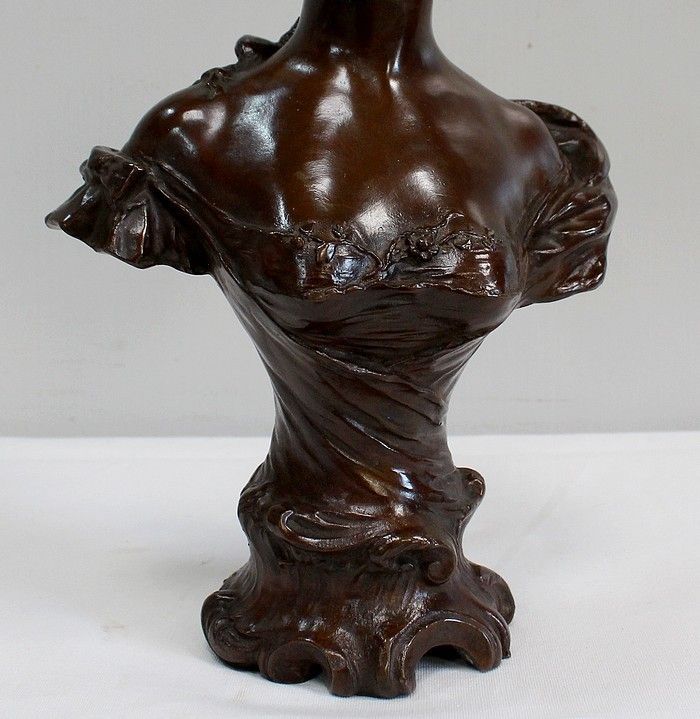 Bronze "Woman With A Hat", By Meslais, Early 20th Century photo buy