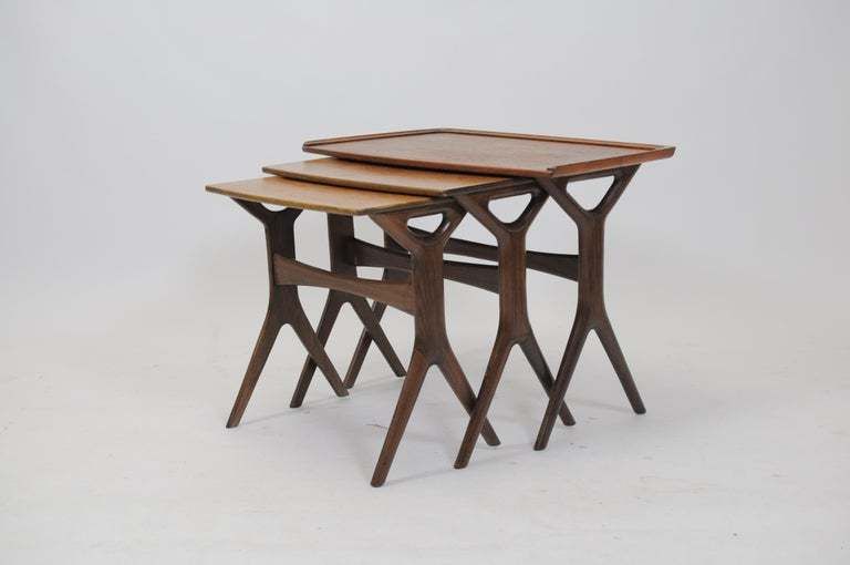 Set Of Johannes Andersen Refinished Danish Teak Nesting Tables By Cfc Silkeborg