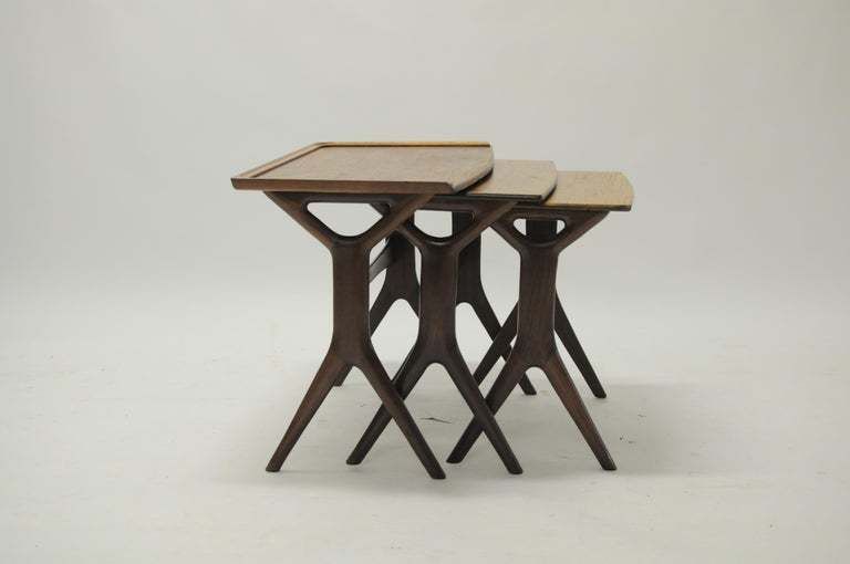 Set Of Johannes Andersen Refinished Danish Teak Nesting Tables By Cfc Silkeborg photo furniture