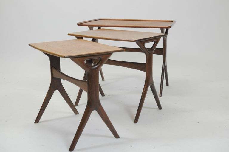 Set Of Johannes Andersen Refinished Danish Teak Nesting Tables By Cfc Silkeborg photo Furniture