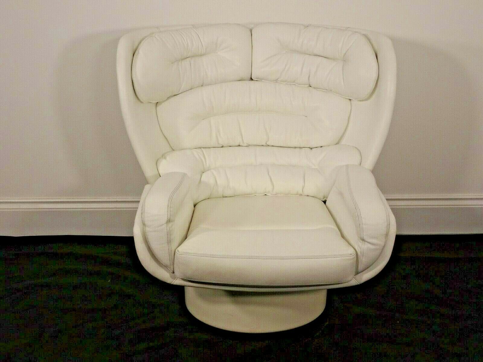 Stunning Iconic Elda Chair Designed By Joe Colombo In The 1960s In White Leathe