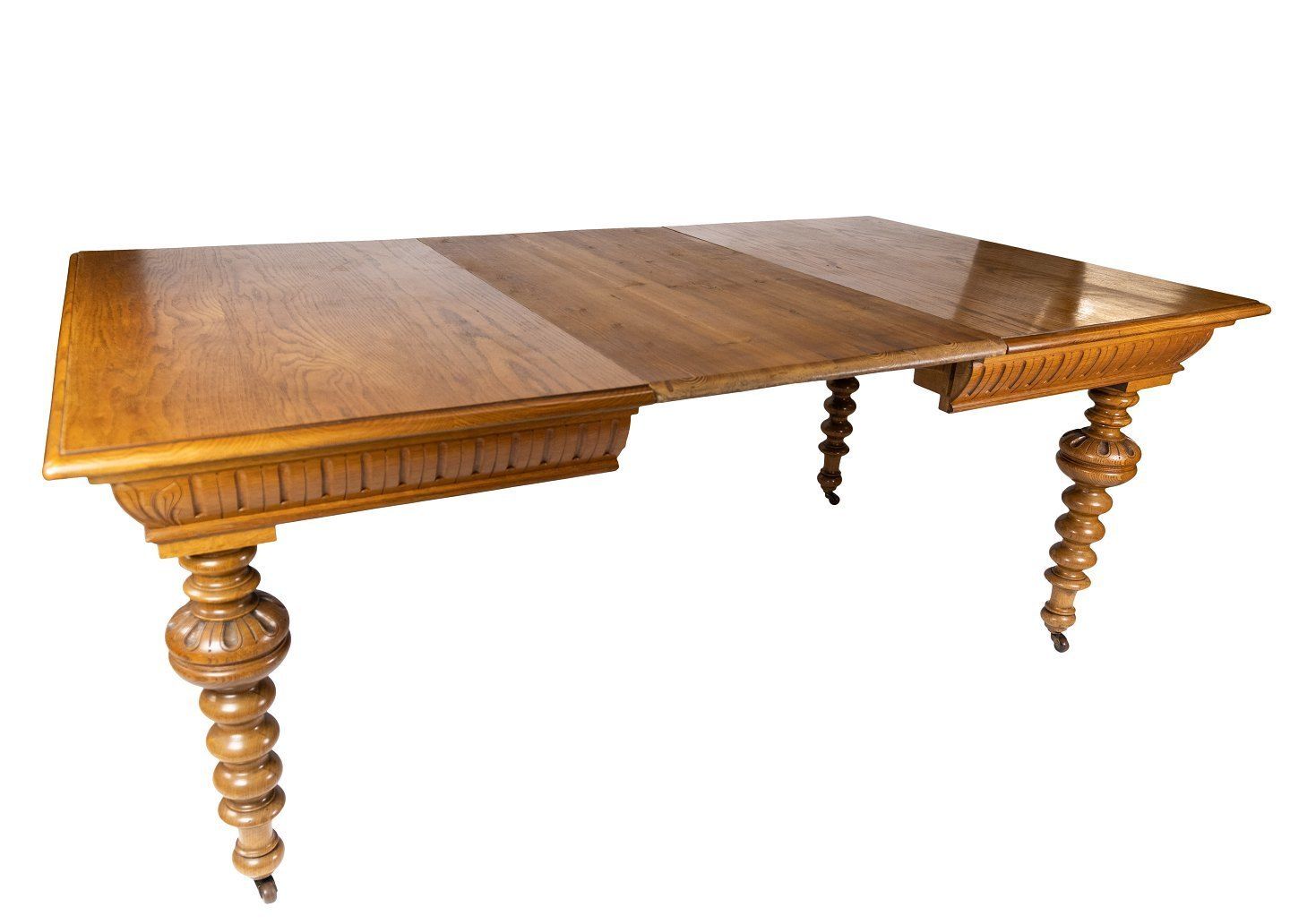 Large Dining Table Of Light Wood With Cutouts And Pull Out Plates From The 1920s. photo furniture