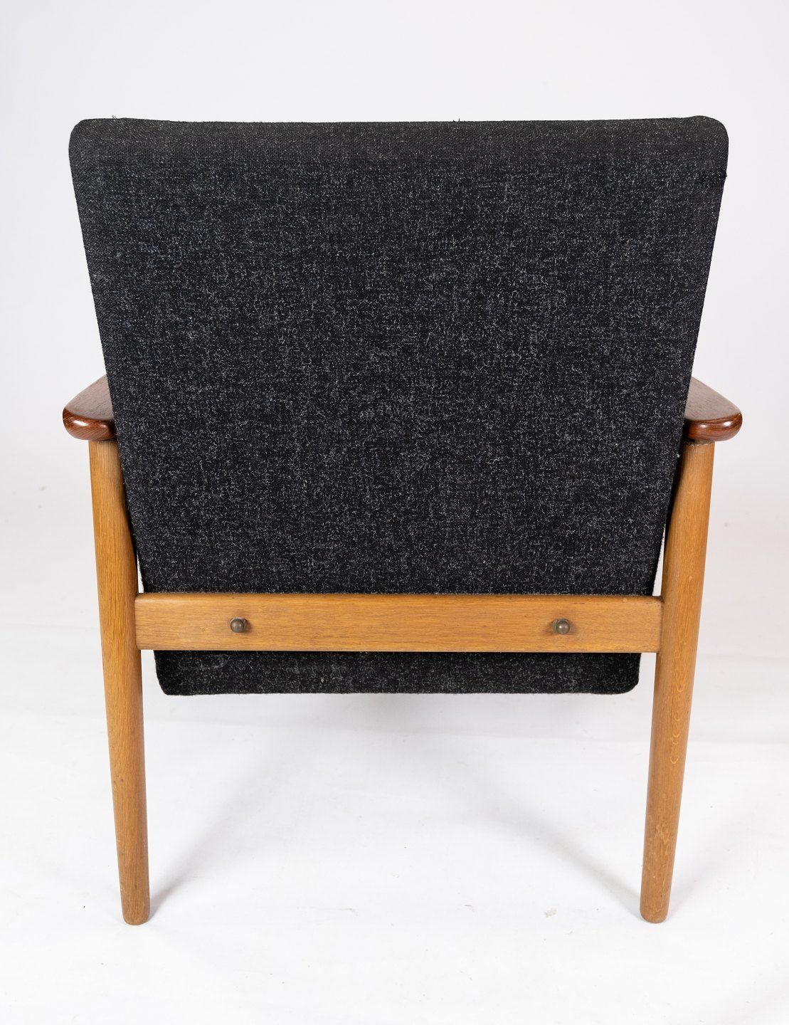 Armchair With Stool In Teak And Dark Wool Fabric Of Danish Design From The 1960s. photo vinterior