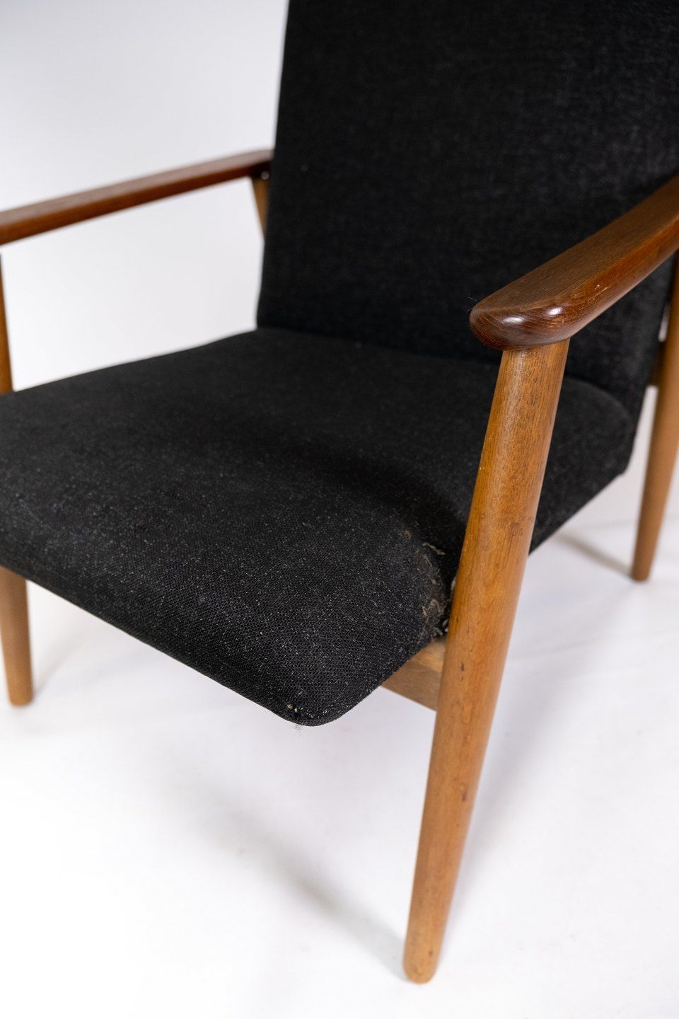 Armchair With Stool In Teak And Dark Wool Fabric Of Danish Design From The 1960s. photo buy
