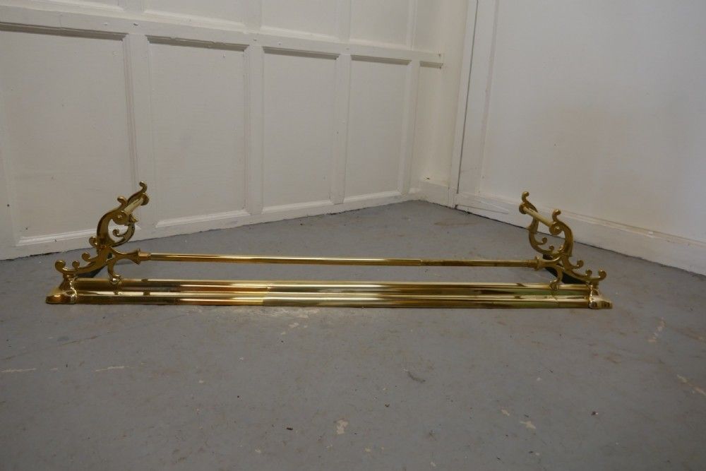 Large Victorian Art Nouveau Brass Fender photo vinterior