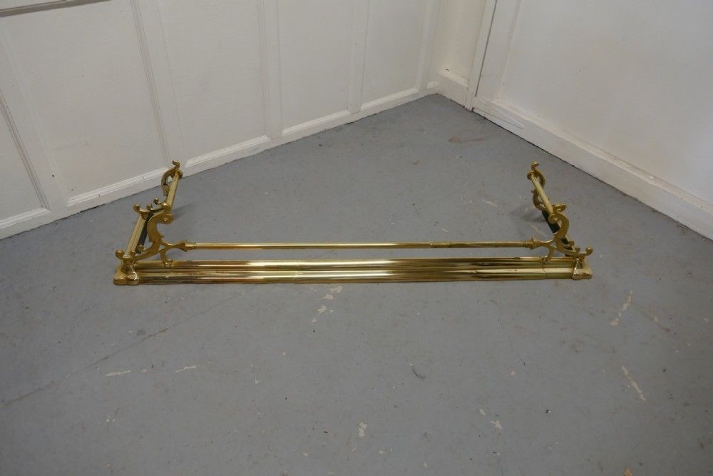 Large Victorian Art Nouveau Brass Fender photo vintage