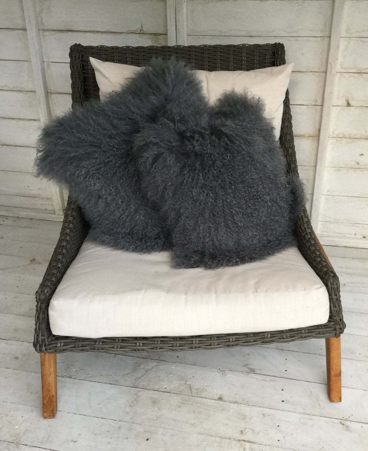Luxury Fur Grey Cushion, Pillow, Tibetan Sheepskin In A Stunning Mid Grey Colour, Gray Cushion, Home Decor, Hygge photo for sale