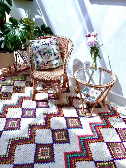 Vintage Petite French Wicker Chair With Contrast Colour Trim & Diamond Detail photo for sale