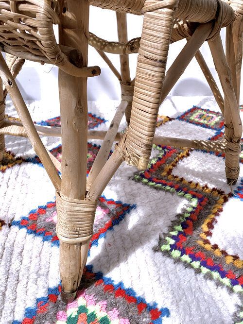 photo furniture Vintage Petite French Wicker Chair With Contrast Colour Trim & Diamond Detail
