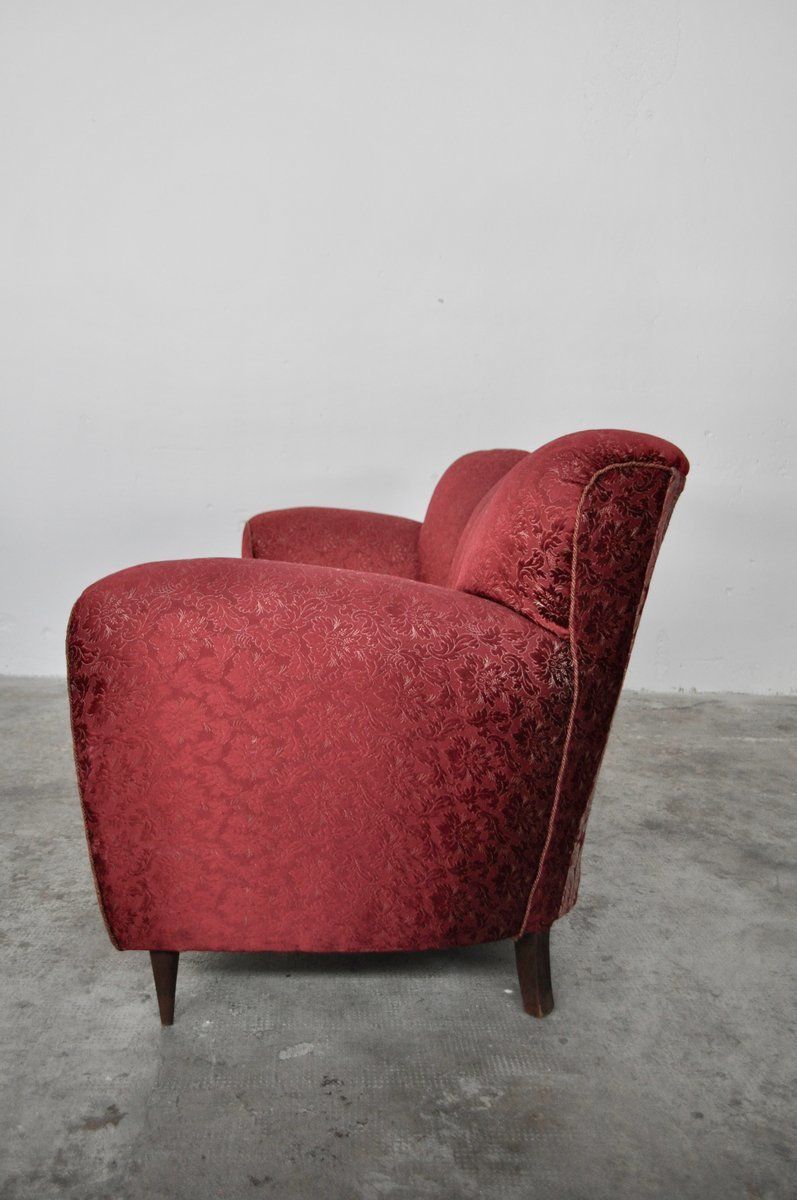 Mid Century Italian Red And Gold Three Seater Sofa By Paolo Buffa, 1950s photo 3111.0
