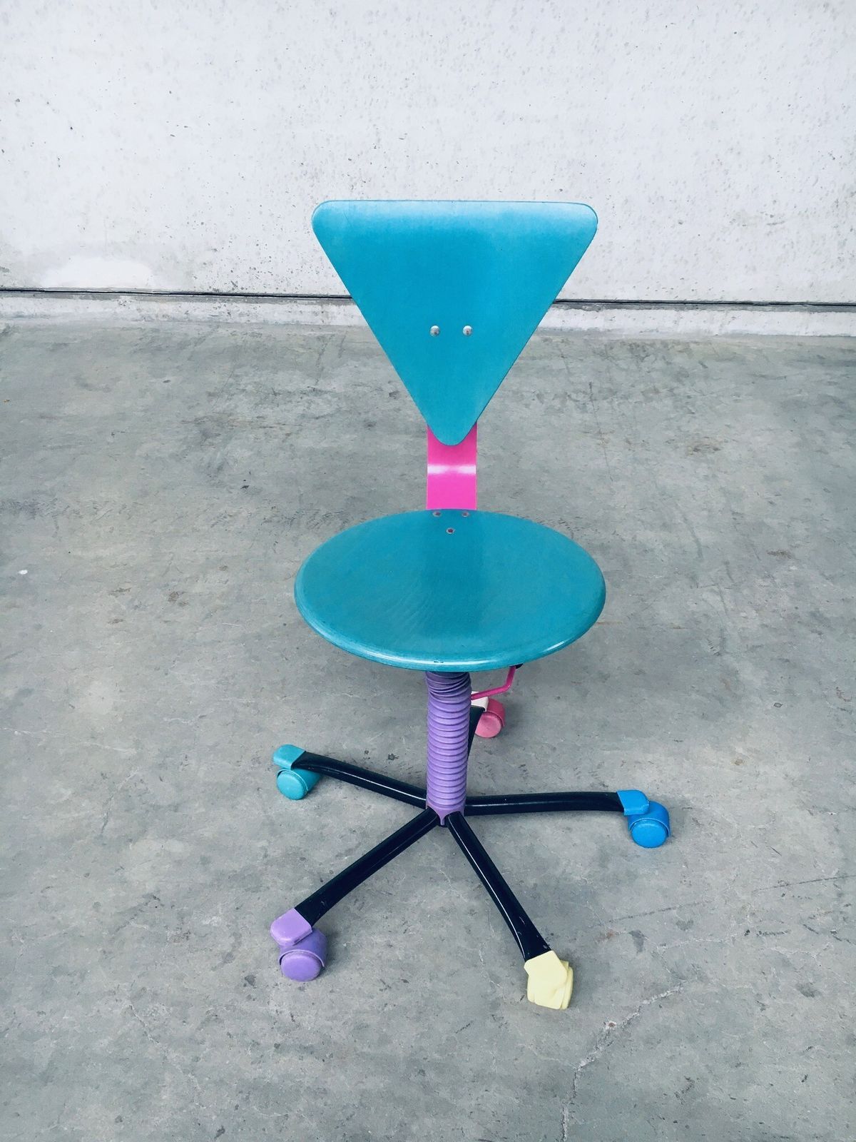 1980's Memphis Design Style Colorful Desk Office Chair photo Furniture