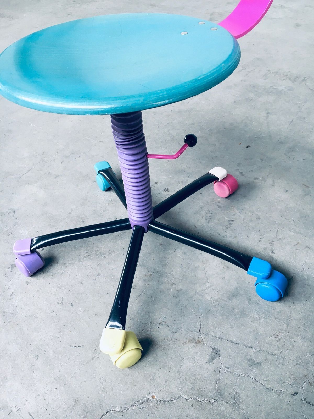 photo for sale 1980's Memphis Design Style Colorful Desk Office Chair