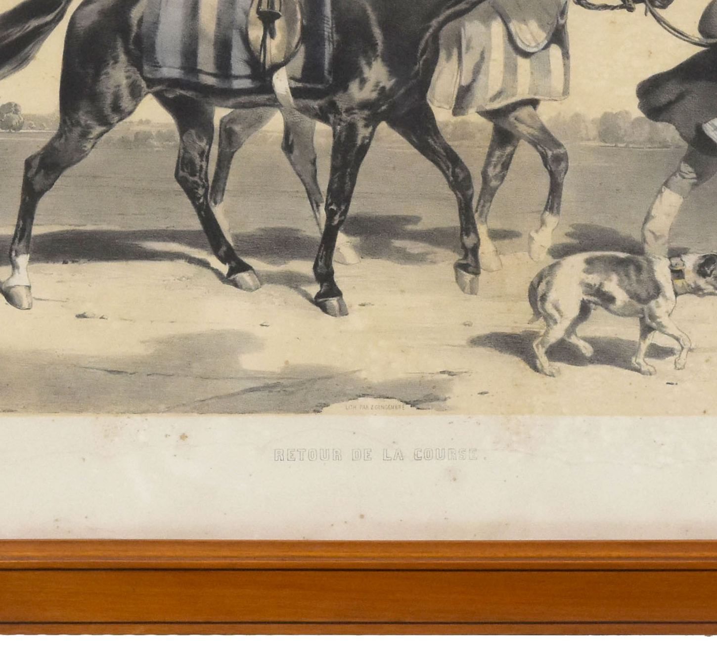 Alfred De Dreux's Horse Engraving Entitled "The Return Of The Race" Period 19th photo for sale