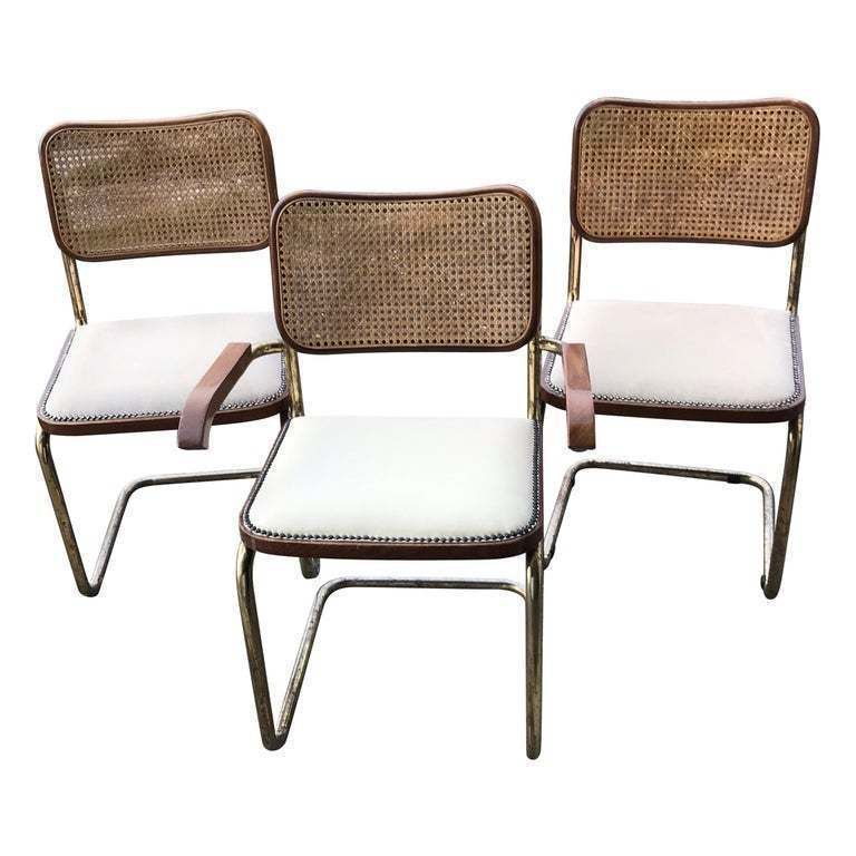 Mid Century Modern Upholstered Cesca Chairs Of Marcel Breuer, Italy, 1970