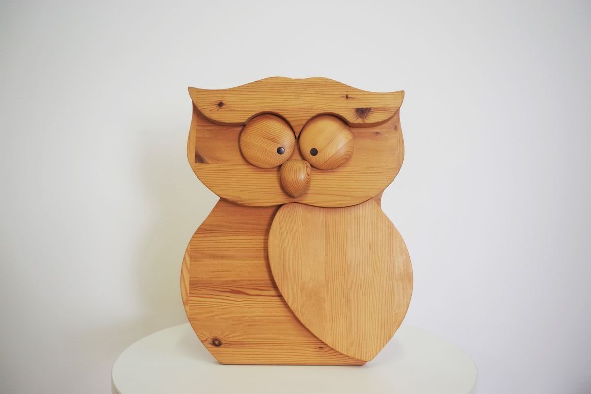 Carved Wooden Owl, 1980s