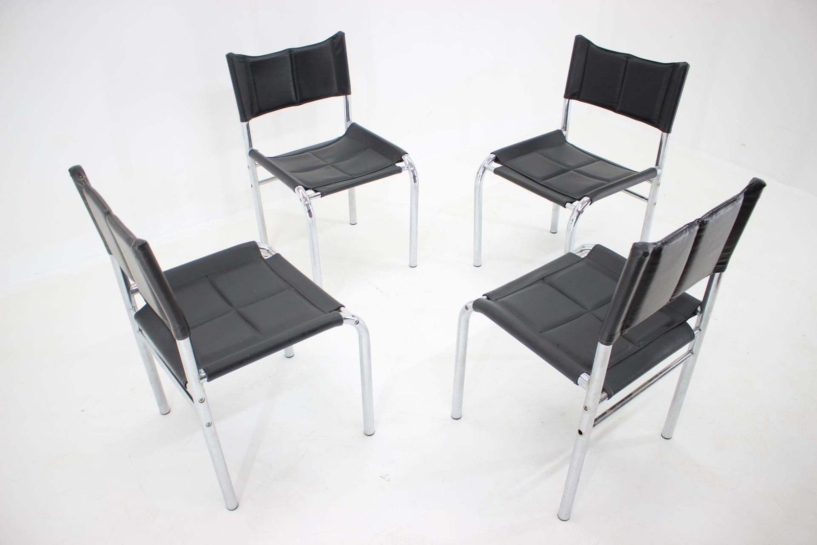 Set Of Four Design Chrome Dining Chairs By Viliam Chlebo, Czechoslovakia 1980s