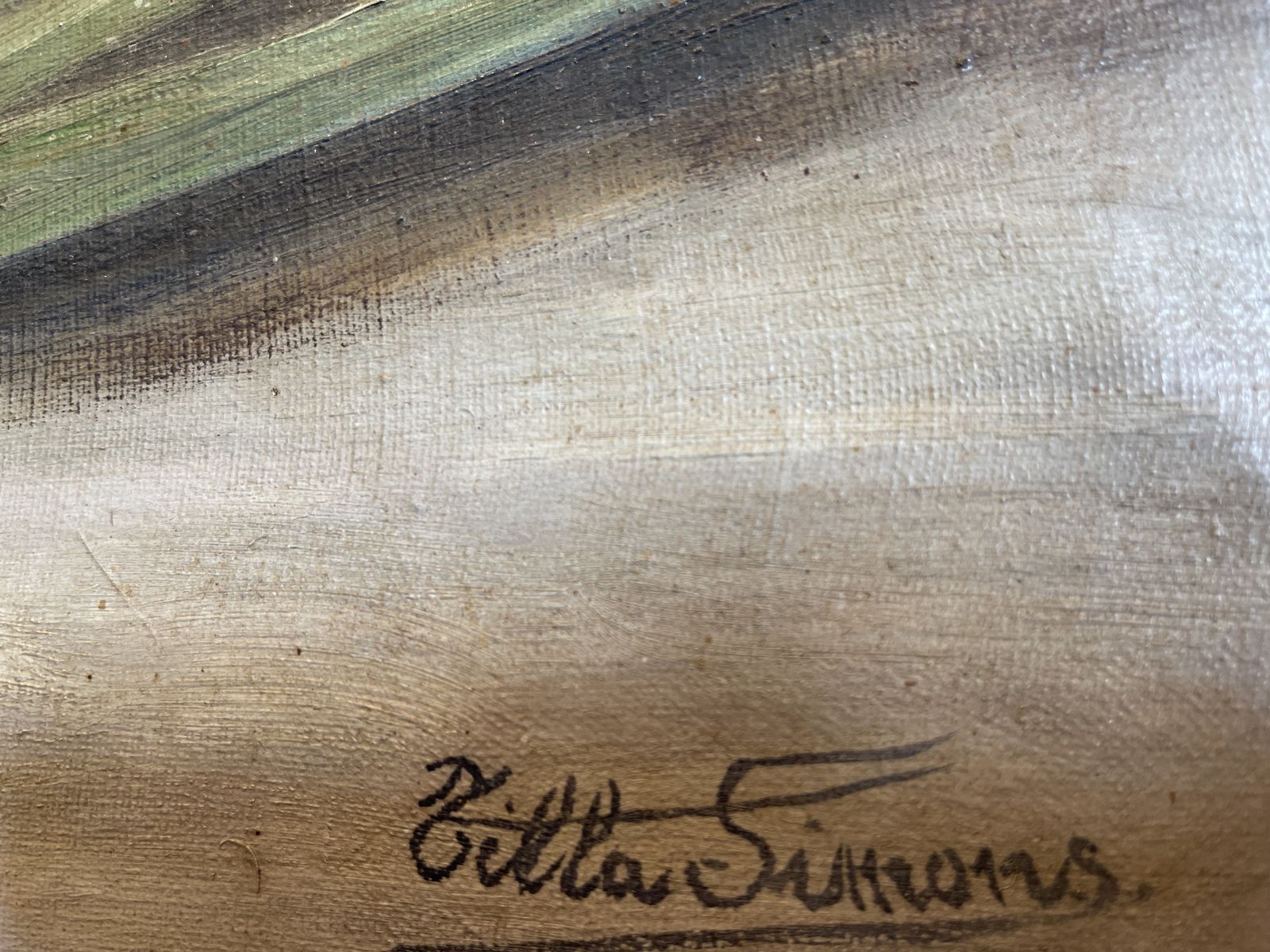 Antique Oil Painting Picture By Renowned Artist Tilla Simons photo vintage