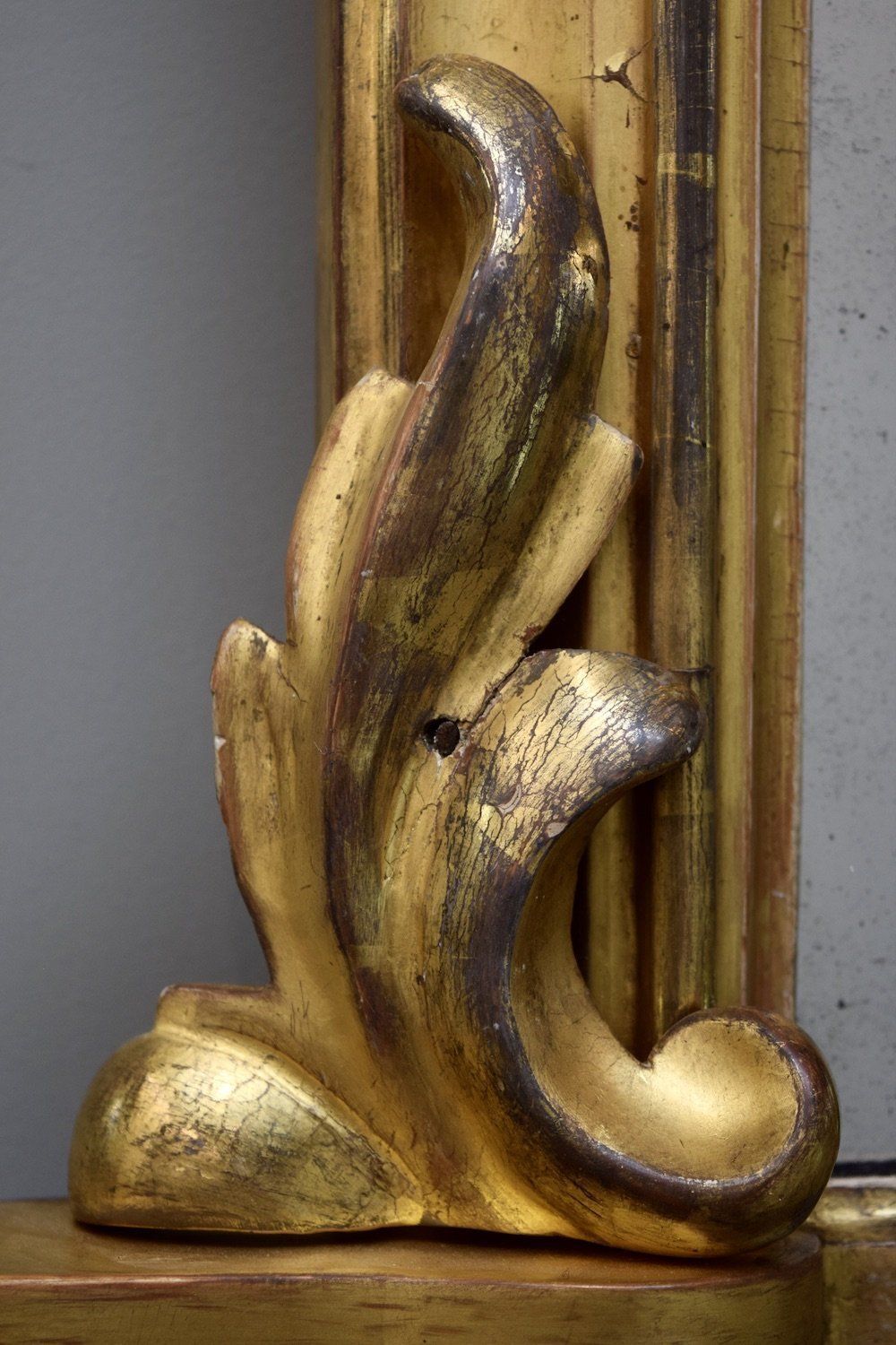 Late 19th Century English Carved Giltwood Overmantel Mirror On Ceramic Bun Feet photo buy