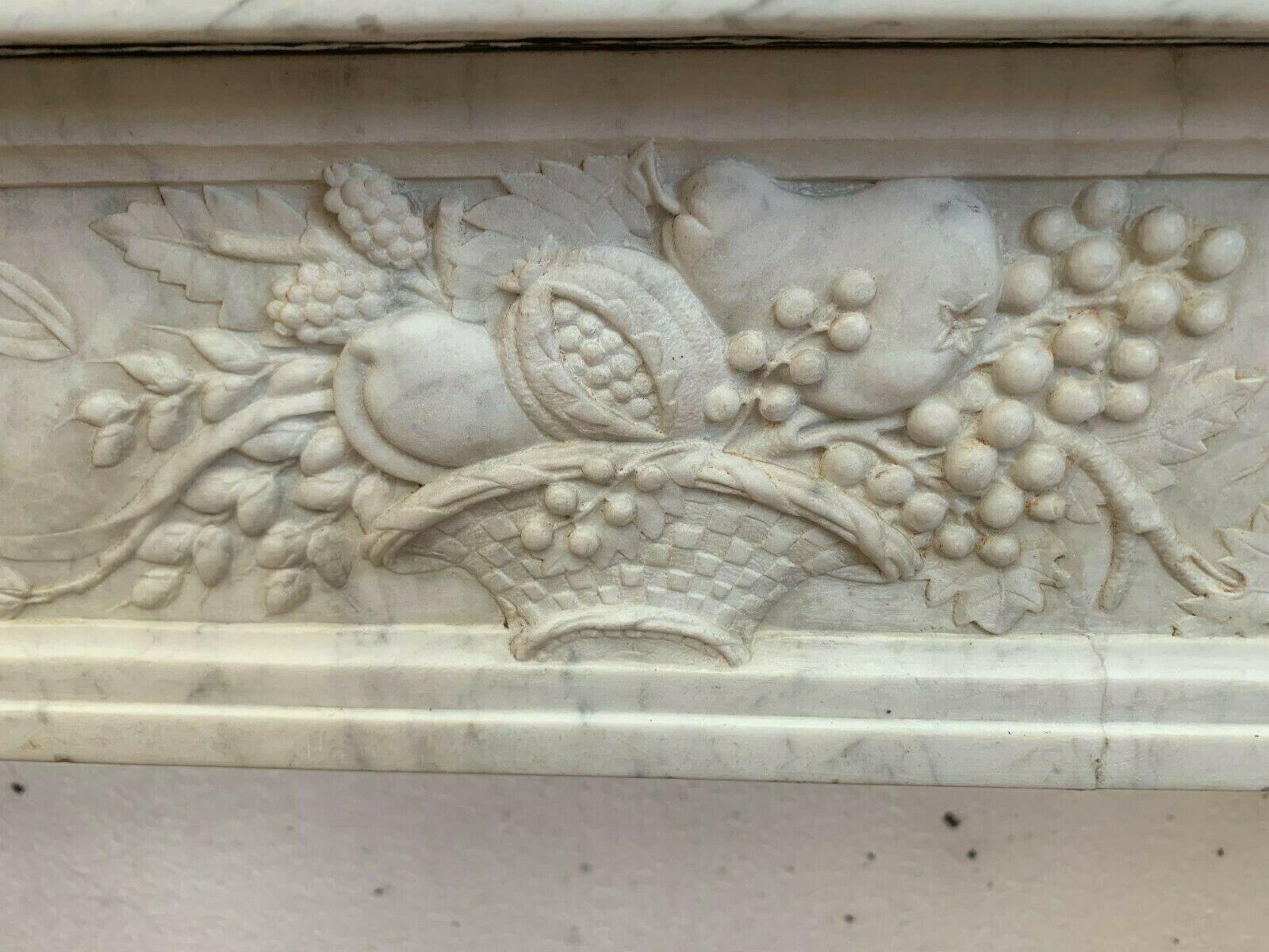 Louis XVI Fireplace In White Carrara Marble XIX Century photo for sale