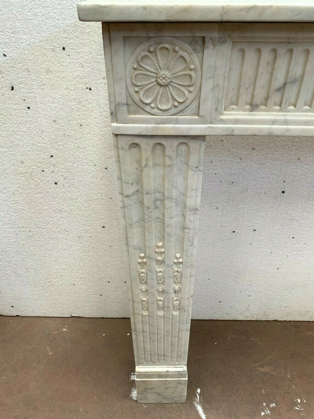 Home Fixtures Louis XVI Fireplace In White Carrara Marble XIX Century photo