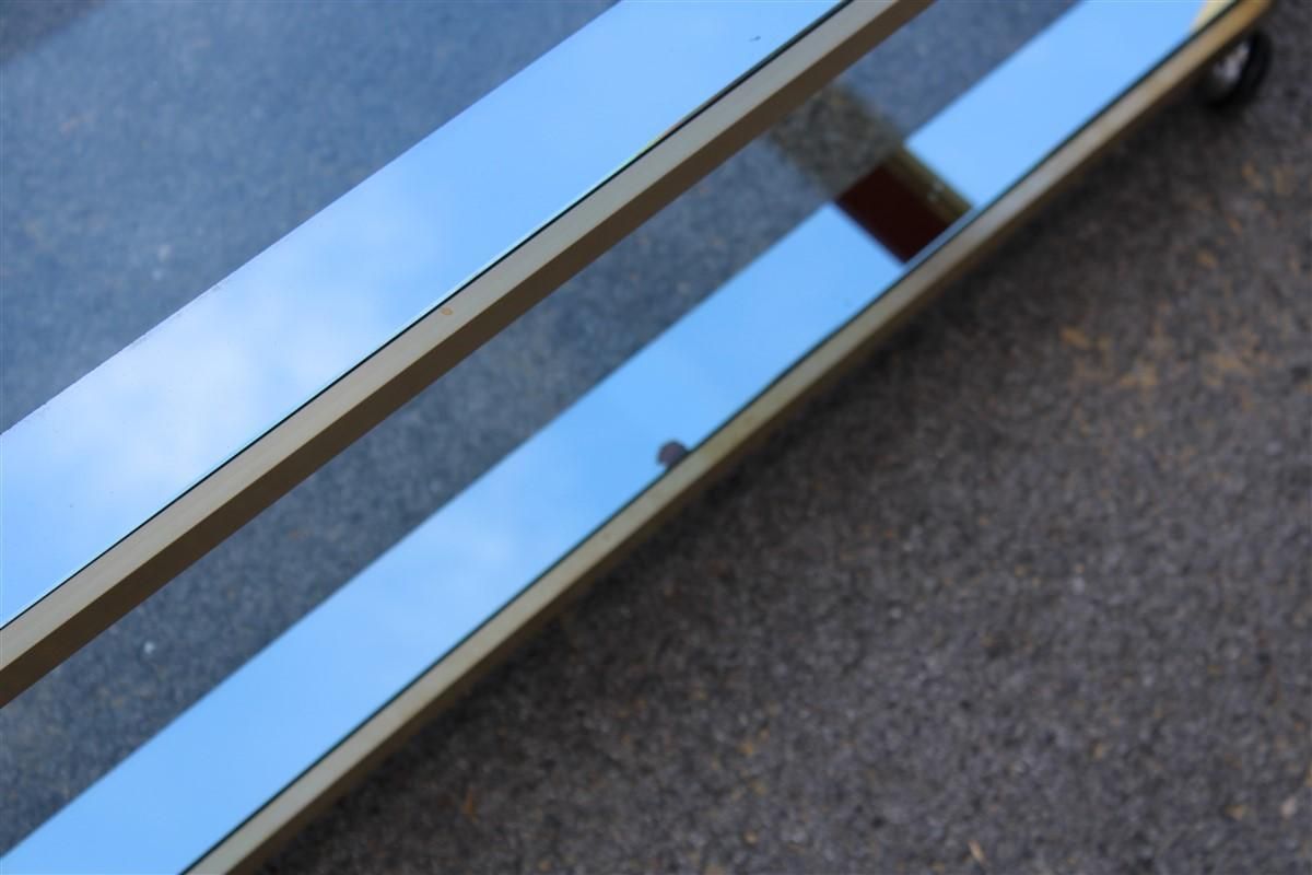 Zevi Furniture Table Coffee 1970 Italian Design Satin Brass Mirrored Glass photo Furniture