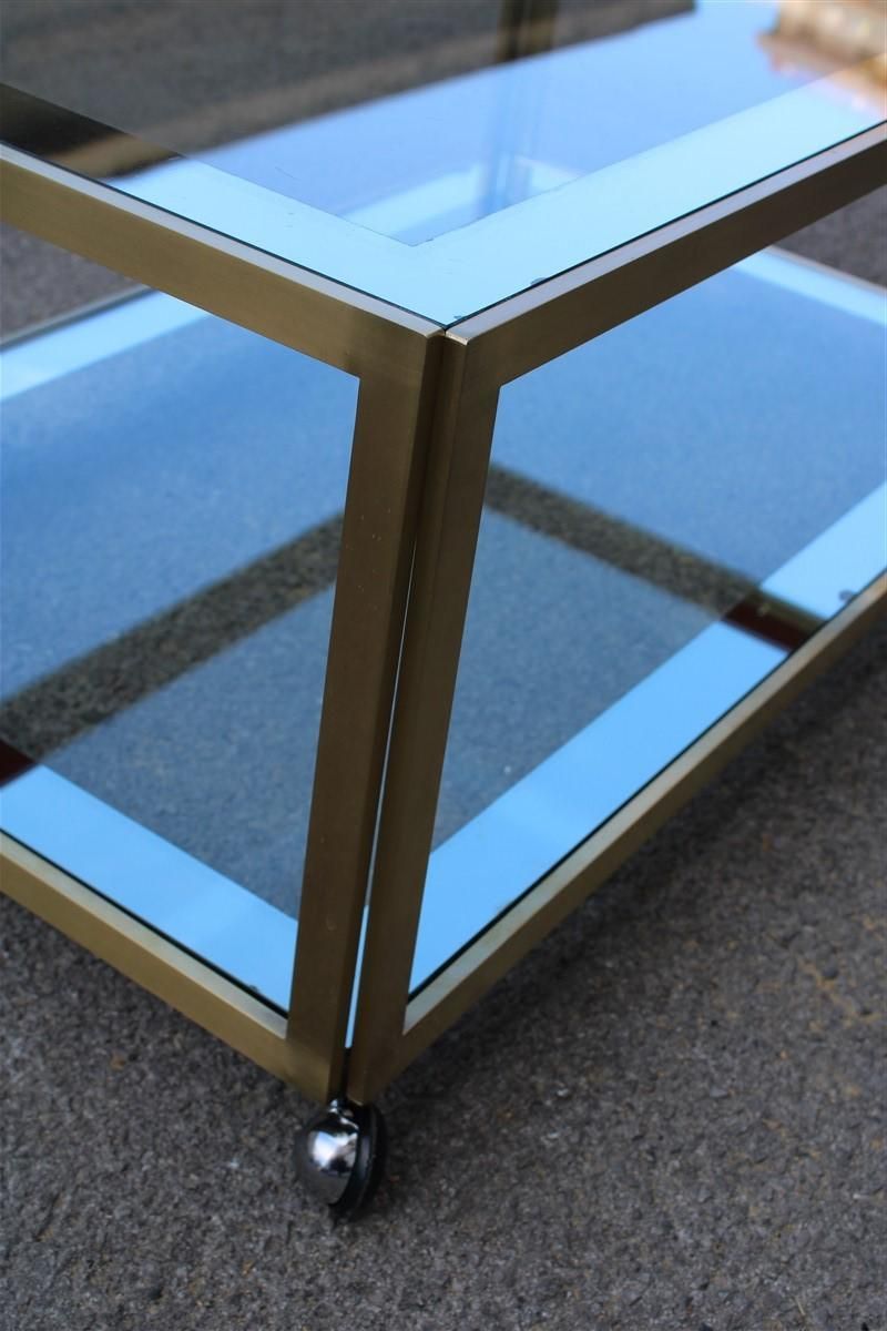 Zevi Furniture Table Coffee 1970 Italian Design Satin Brass Mirrored Glass photo 2633.0