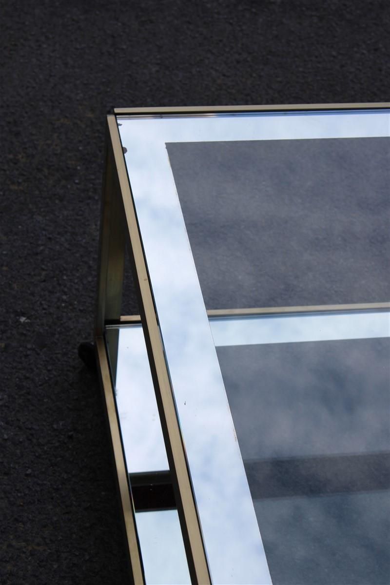 photo for sale Zevi Furniture Table Coffee 1970 Italian Design Satin Brass Mirrored Glass