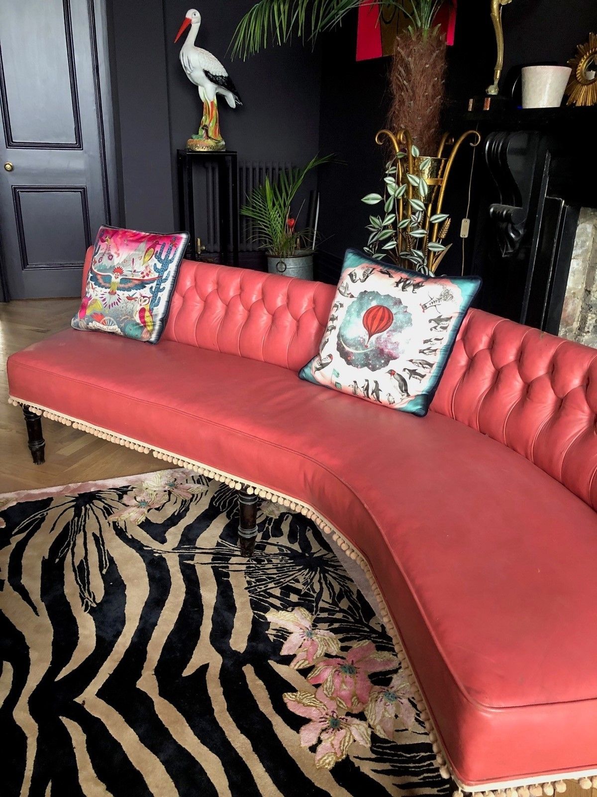 Antique Raspberry Leather Sofa photo buy
