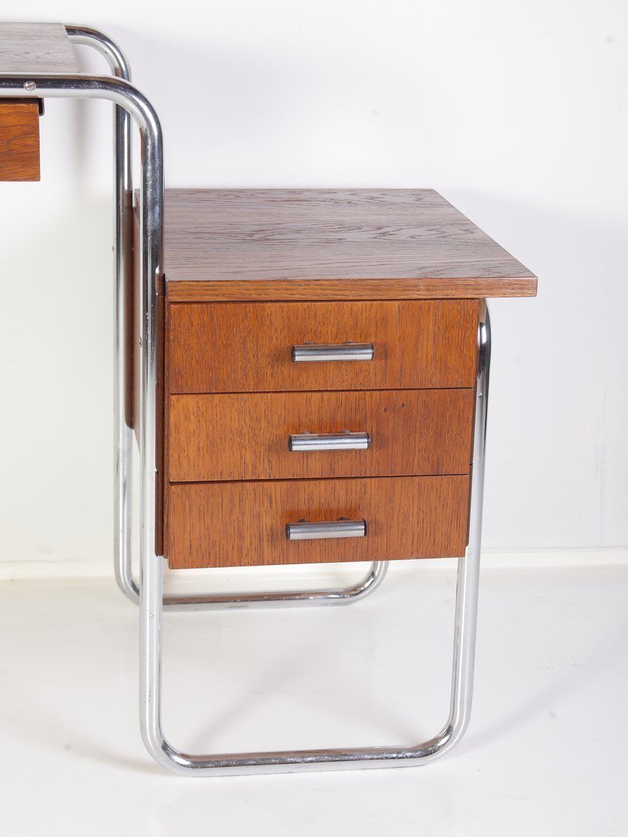 Buisvormige Chromen Tafel Of Bureau Van Kovona, Ca. Jaren 1950 photo for sale