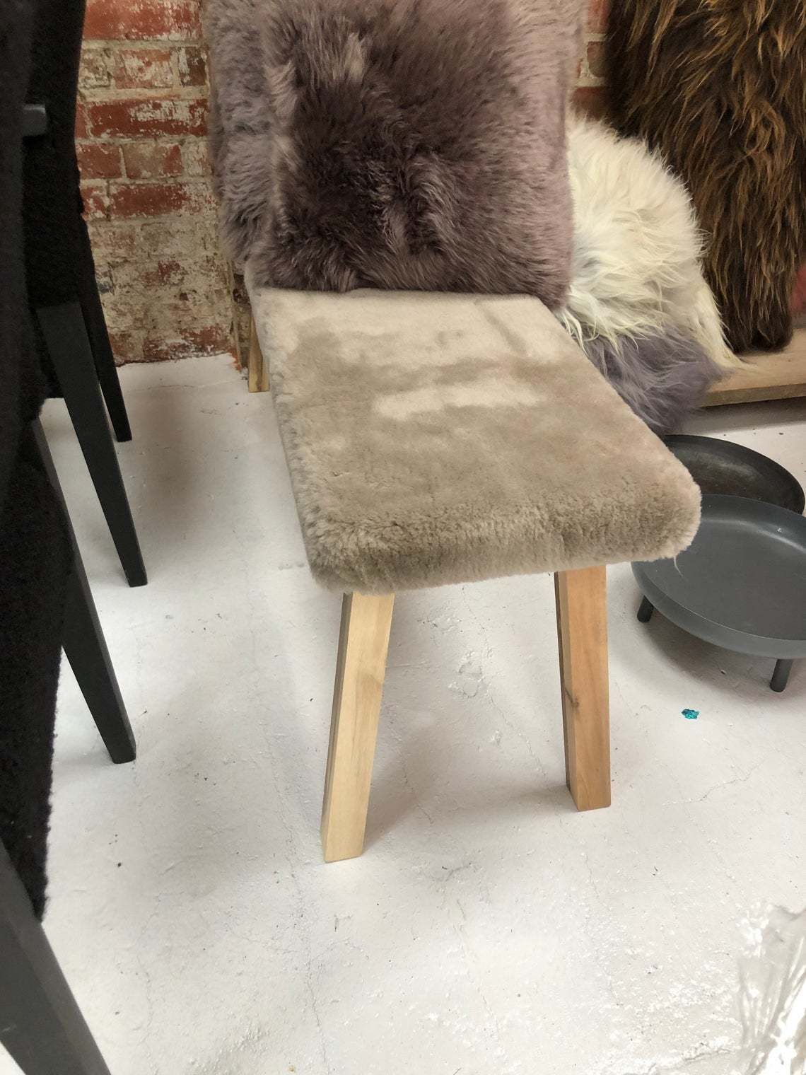 Sheepskin Covered Bench Genuine Sheepskin Bench photo 395.0