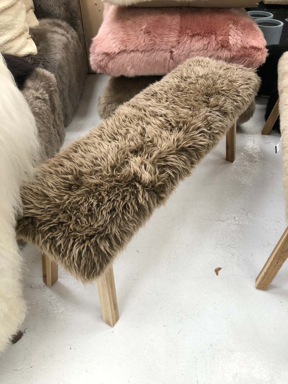 Sheepskin Covered Bench Genuine Sheepskin Bench photo buy