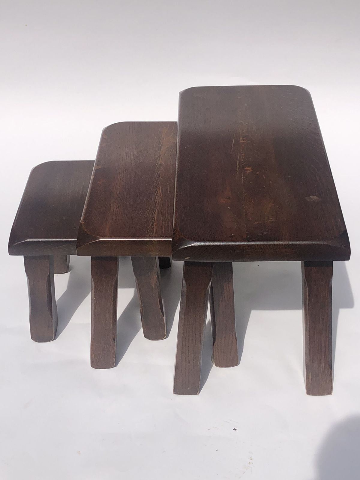 Dutch Brutalist Oak Nesting Tables, 1970s In The Style Of Charlotte Perriand photo for sale
