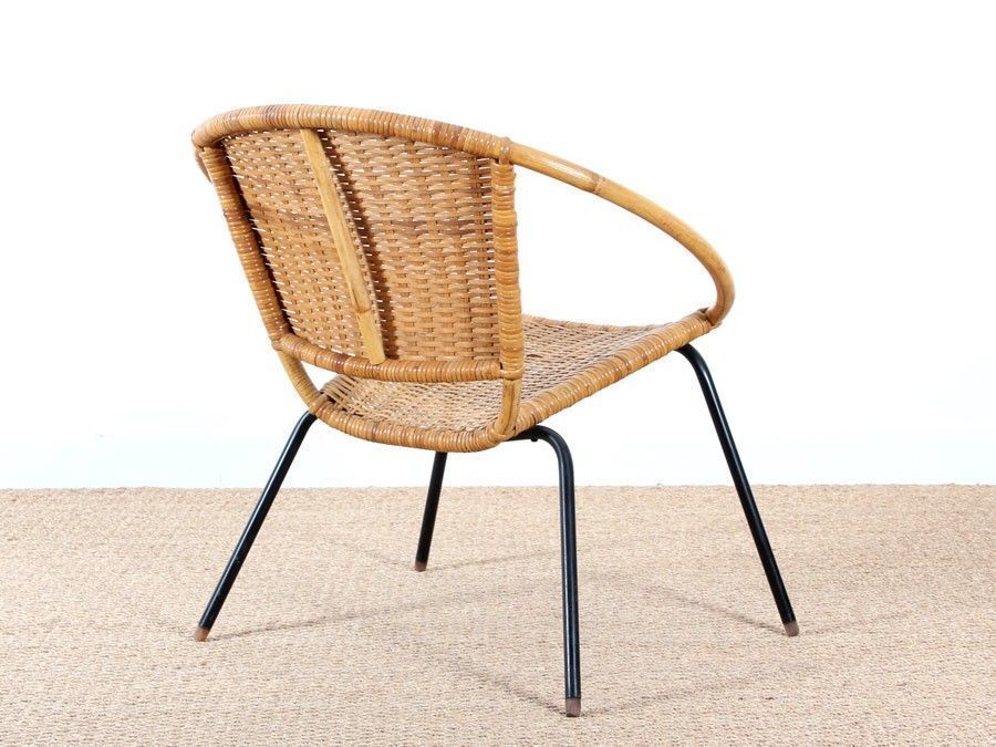 Scandinavian Round Rattan Armchair, 1950s photo Furniture